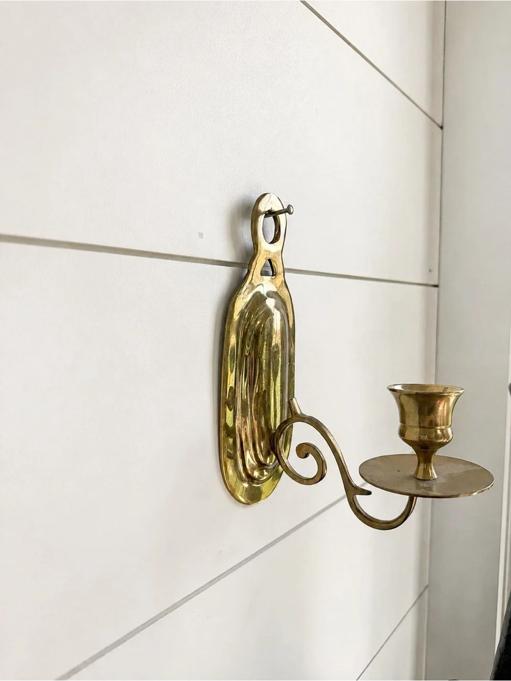 Vintage Brass Wall Candle Sconces Matching Pair
